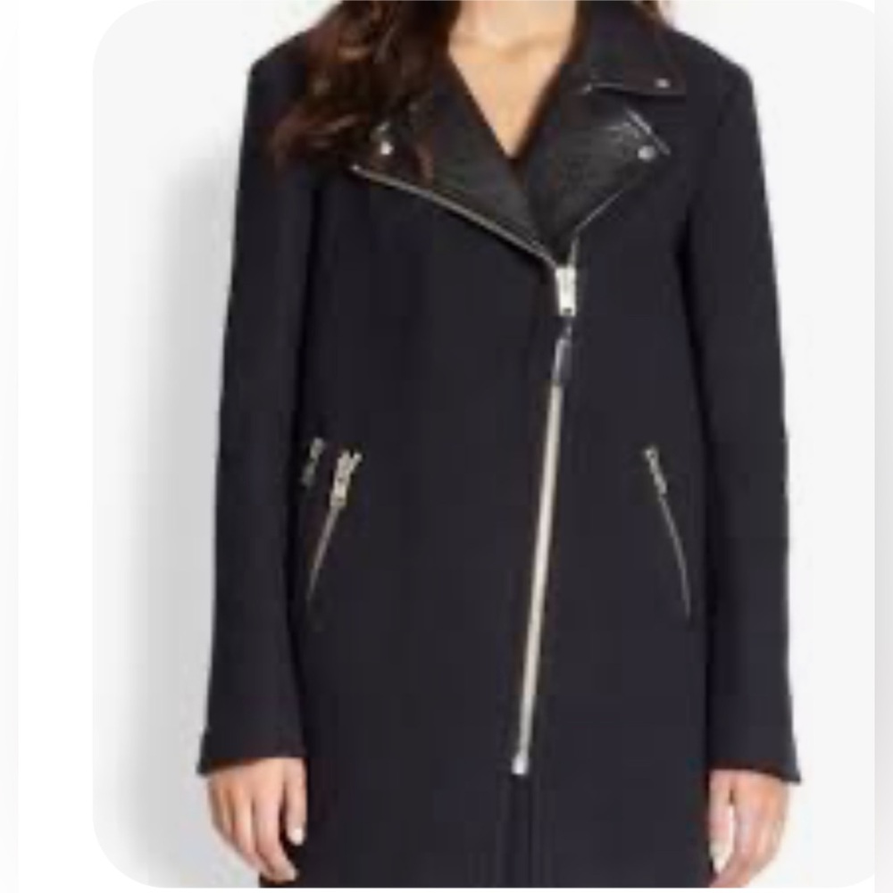 Mackage Black Leather Asymmetrical Jacket